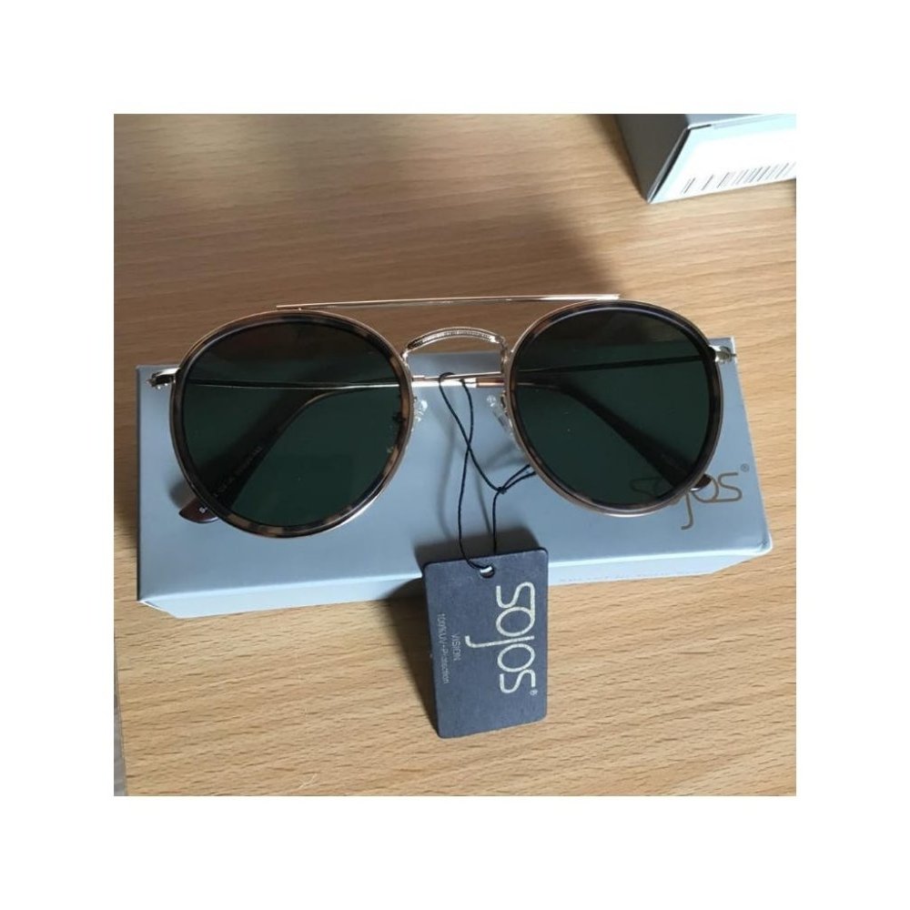 Unisex Brown Retro Round Polarized Trendy Sunglasses